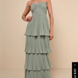 Lulus strapless sage green maxi dress